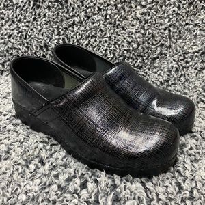 Dansko Linen Patent Clogs US Womens Size 12 Black 406440202